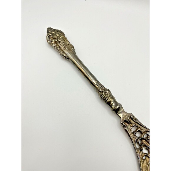 Vintage Extra Large Fish Fork Silver Plated Pierced Ornate Meat Fork 2432 - Picture 4 of 5